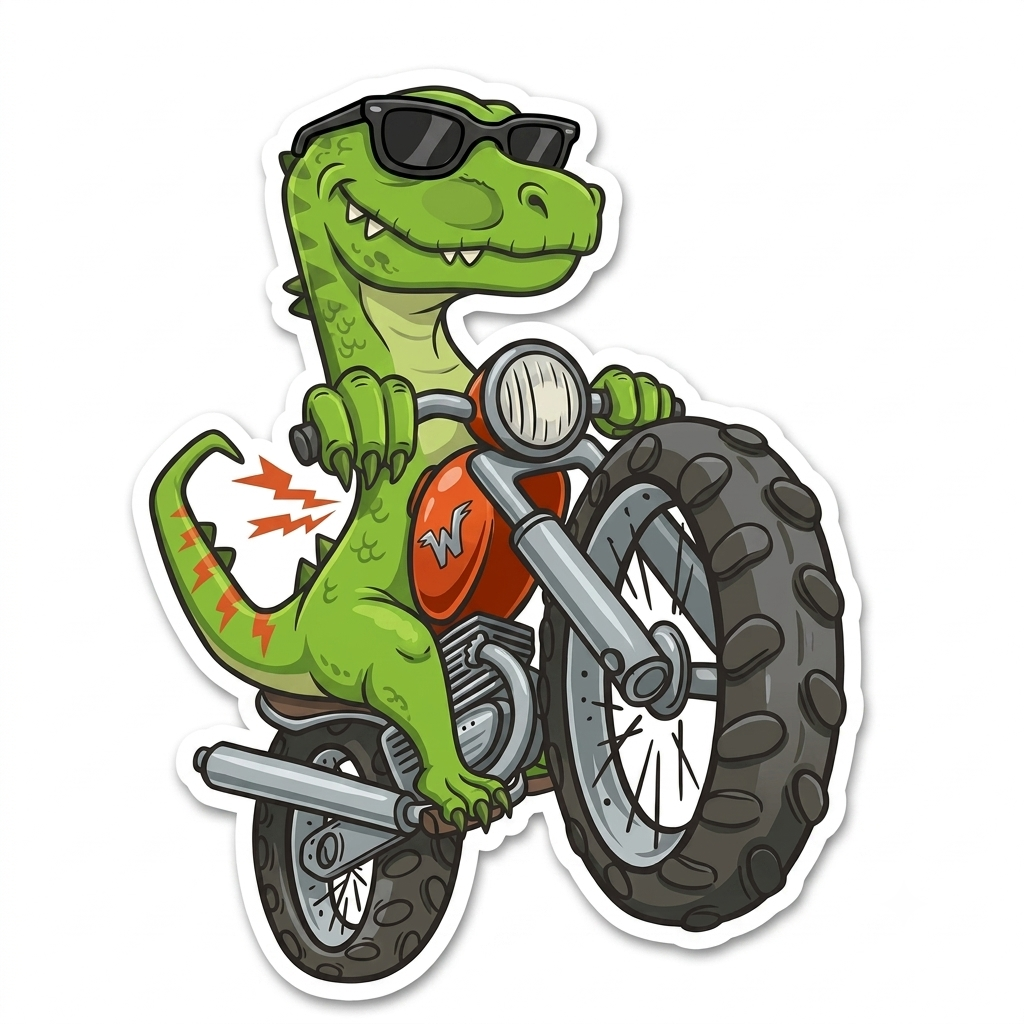 Lizard ridding a bike